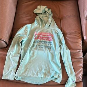 Champion Mint Green Hoodie with Multicolor Logo